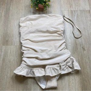 JUICY COUTURE Beach Royalty Gold Strapless One Piece Swimsuit Dress — Small